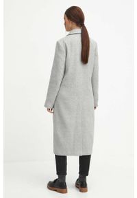 medicine - Medicine płaszcz z domieszką wełny kolor szary przejściowy dwurzędowy. Kolor: szary. Materiał: wełna. Wzór: aplikacja. Styl: klasyczny #5