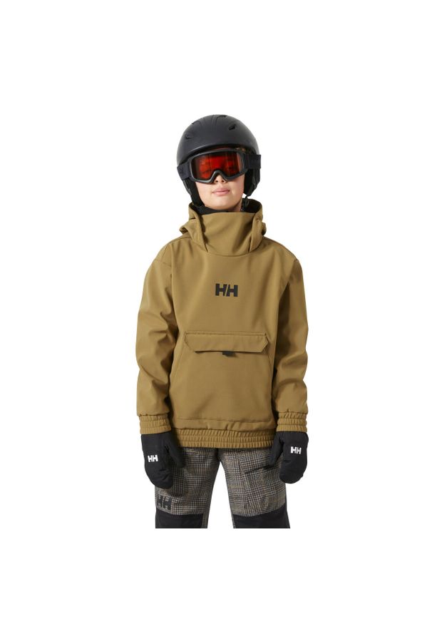 Bluza z kapturem dla dzieci Helly Hansen Powder Softshell. Typ kołnierza: kaptur. Kolor: brązowy, beżowy, wielokolorowy. Materiał: softshell. Sezon: zima. Sport: narciarstwo