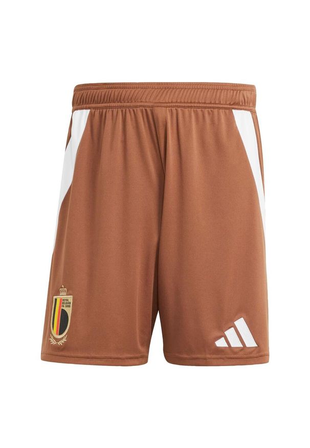 Adidas - Szorty Belgium 24 Away. Kolor: brązowy. Materiał: materiał. Sport: piłka nożna
