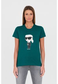 Karl Lagerfeld - KARL LAGERFELD Zielony damski t-shirt Karl, Rozmiar S. Kolor: zielony