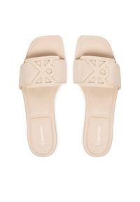 Calvin Klein Klapki Square Flat Sandal Emblem HW0HW03128 Écru. Materiał: skóra #6
