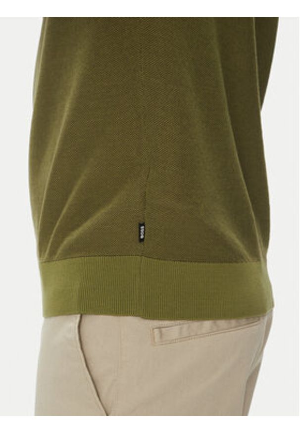 BOSS Sweter Jianfranco 50537642 Zielony Regular Fit. Kolor: zielony. Materiał: bawełna