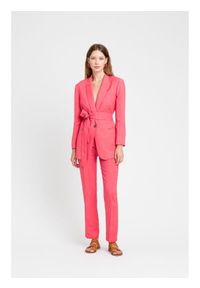 TwinSet - Różowe eleganckie spodnie Twinset. Kolor: różowy. Materiał: poliester, len, wiskoza. Styl: elegancki