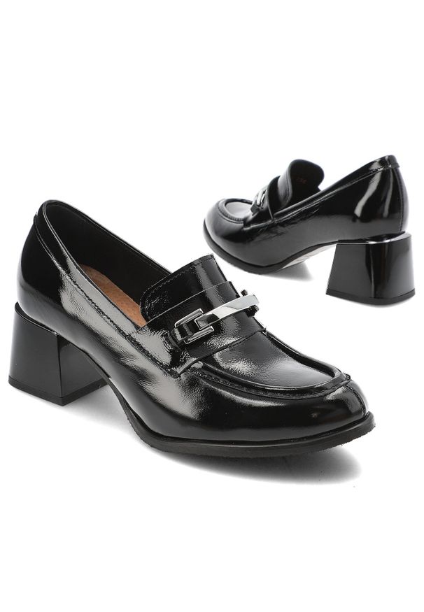 Czarne Półbuty Armodo Eleganckie Obuwie Damskie. Kolor: czarny. Styl: elegancki