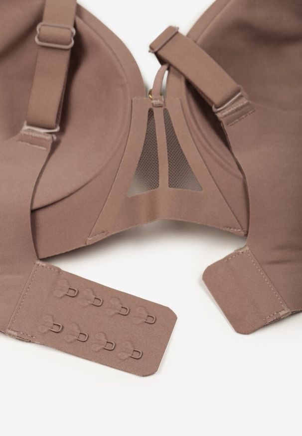 Born2be - Ciemnobeżowy Biustonosz z Ozdobnymi Paskami Zetessa. Kolor: beżowy. Materiał: jeans. Wzór: paski