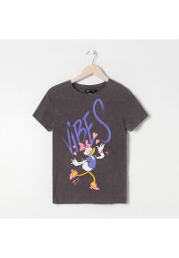 Sinsay - Koszulka z nadrukiem Daisy - Szary. Kolor: szary. Wzór: nadruk