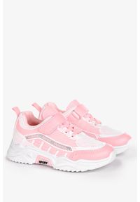 Casu - Różowe buty sportowe na rzep brokatowy pasek casu 18/3/21/m. Zapięcie: rzepy. Kolor: różowy #2