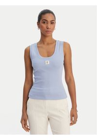 Fracomina Top FP26ST2001J40101 Błękitny Slim Fit. Kolor: niebieski. Materiał: bawełna #1