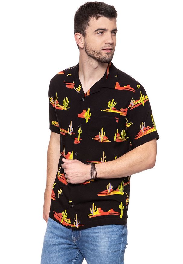 Wrangler - KOSZULA WRANGLER SS RESORT SHIRT BLACK W5907TI01 112129666