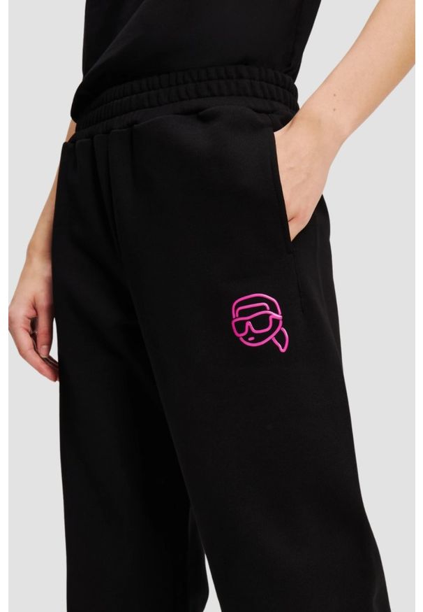 Karl Lagerfeld - KARL LAGERFELD Czarne spodnie dresowe damskie Ikonik 2.0 Jelly, Rozmiar S. Kolor: czarny. Materiał: dresówka