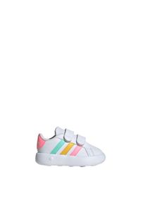 Adidas - Buty Grand Court 2.0 Kids. Kolor: zielony, różowy, wielokolorowy, biały. Materiał: materiał