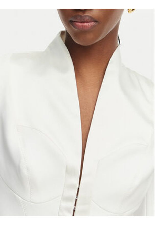 Elisabetta Franchi Marynarka GI-202-61E2-V590 Biały Regular Fit. Kolor: biały. Materiał: syntetyk