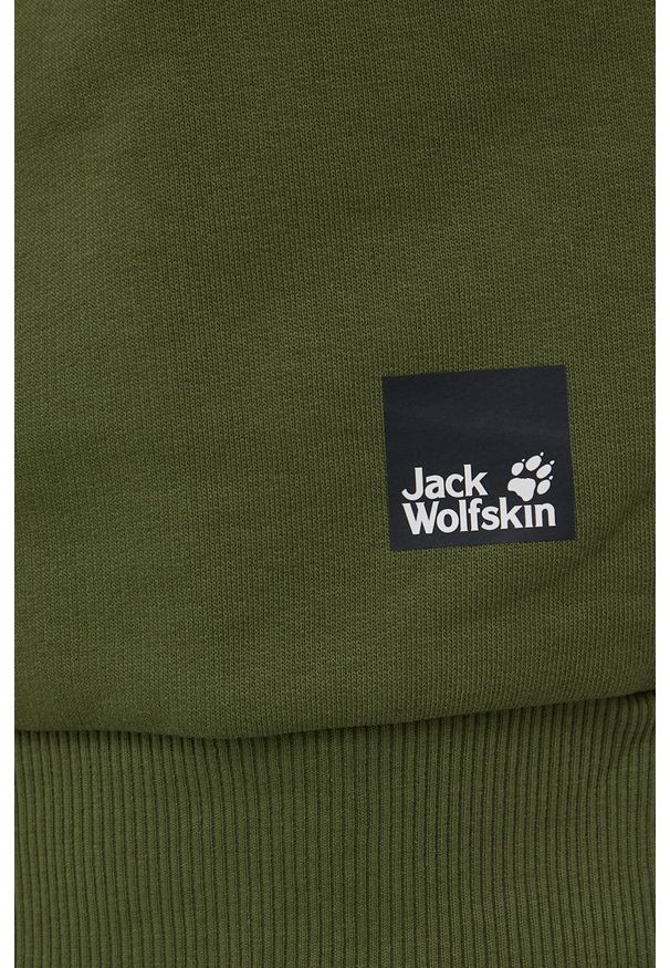 Jack Wolfskin bluza bawełniana męska kolor zielony wzorzysta. Kolor: zielony. Materiał: bawełna
