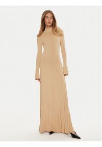 IVY & OAK - IVY OAK Sukienka dzianinowa Kourtney IO113144 Beżowy Slim Fit. Kolor: beżowy. Materiał: wiskoza #1