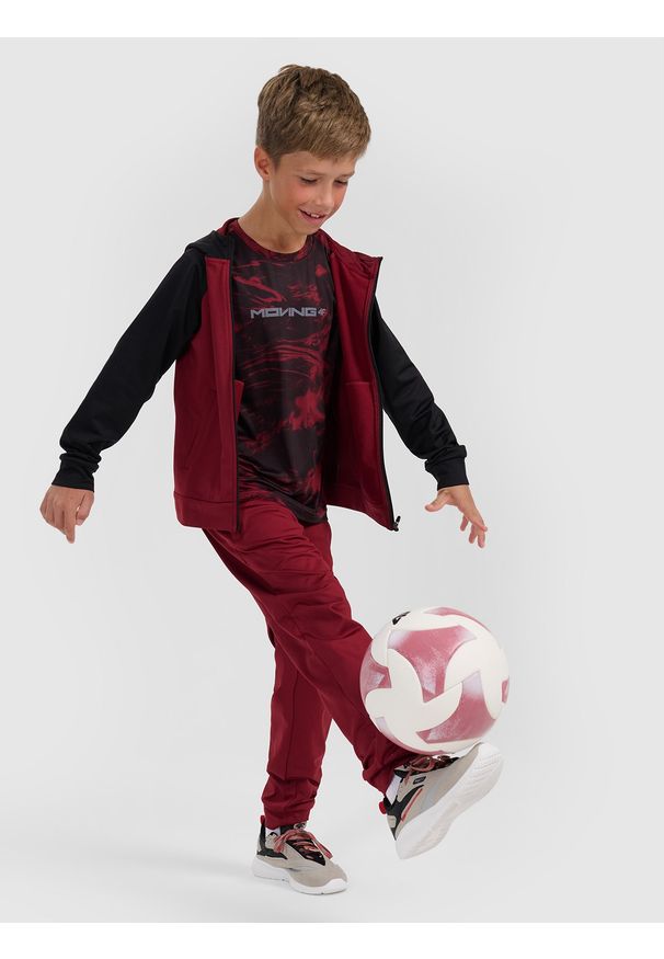 4f - 4F Bluza sportowa rozpinana z kapturem chłopięca - burgundowa 122/128 (6-8 lat). Okazja: na co dzień. Typ kołnierza: kaptur. Kolor: czerwony. Materiał: skóra, dzianina. Sezon: lato. Styl: sportowy