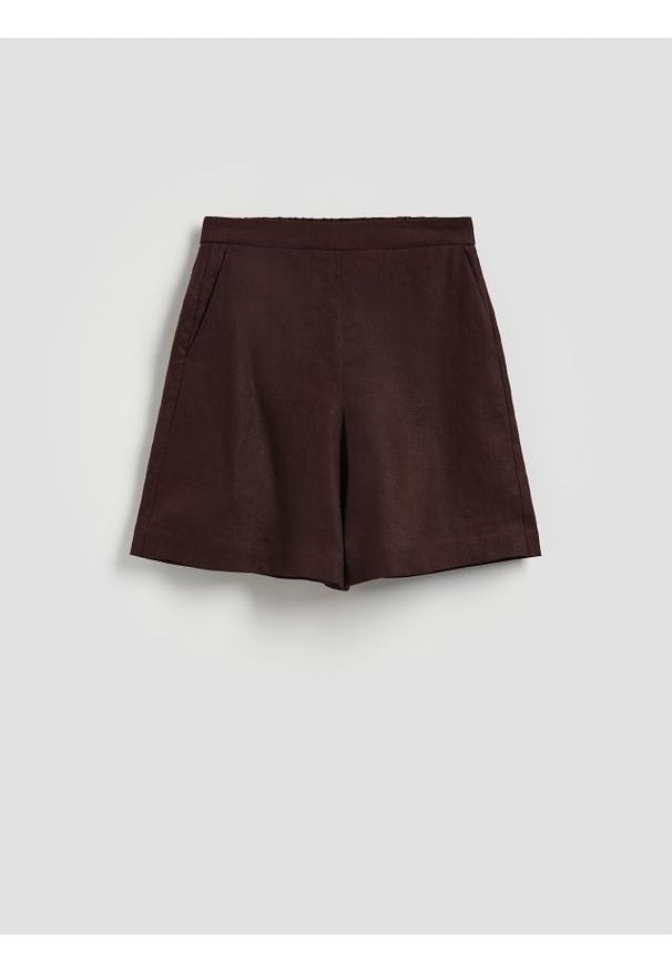 Reserved - Lniane szorty - brązowy. Kolor: brązowy. Materiał: len