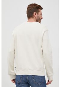 Sisley bluza męska kolor beżowy gładka. Okazja: na co dzień. Kolor: beżowy. Materiał: bawełna, dzianina. Wzór: gładki. Styl: casual #2