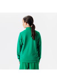 KIPSTA - Bluza piłkarska Kipsta Essential trening. Typ kołnierza: komin. Kolor: zielony. Materiał: tkanina, prążkowany, poliester, materiał, elastan. Sport: fitness, piłka nożna