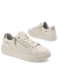 Beżowe Sneakersy Artiker Stylowe Obuwie Damskie. Okazja: na co dzień. Zapięcie: zamek. Kolor: beżowy. Materiał: jeans. Wzór: gładki, geometria #4