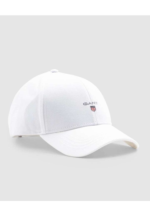 GANT - Biała czapka z daszkiem. Kolor: biały. Materiał: bawełna, len. Sezon: lato