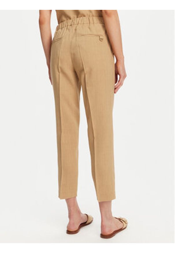 Marella Spodnie materiałowe Arles 2513131065 Beżowy Slim Fit. Kolor: beżowy. Materiał: len