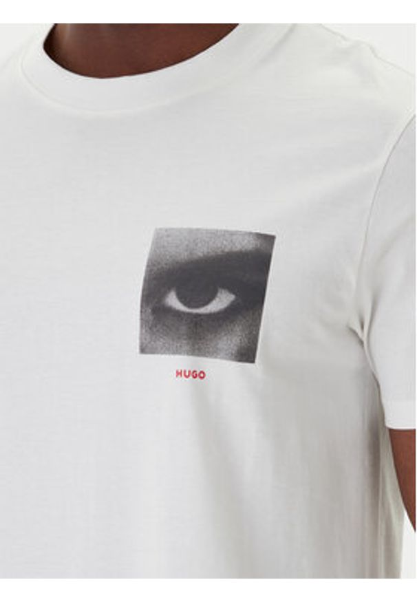 Hugo - HUGO T-Shirt Deyss 50553755 Beżowy Regular Fit. Kolor: beżowy. Materiał: bawełna
