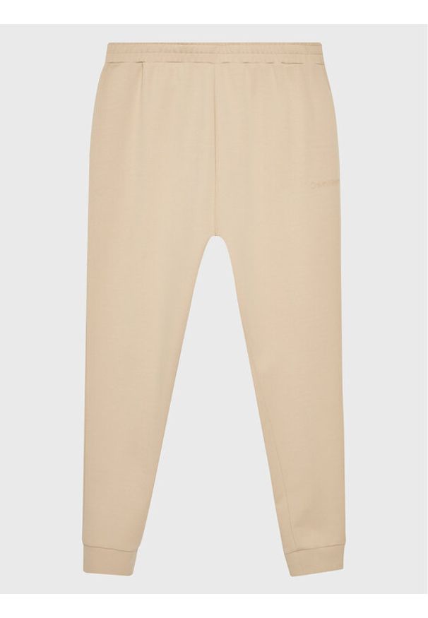 Calvin Klein Curve Spodnie dresowe Inclusive Micro Logo K20K204884 Beżowy Regular Fit. Kolor: beżowy. Materiał: bawełna