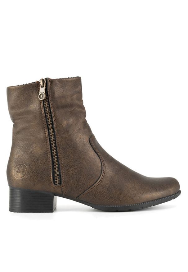 Rieker Botki 78656-90 Brązowy. Kolor: brązowy. Materiał: skóra, syntetyk