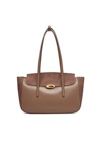 Calvin Klein Torebka Hardware Brushed Flap Tote Bag LV04F3336G Beżowy. Kolor: beżowy. Materiał: skórzane #6