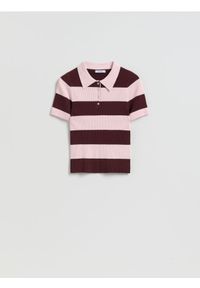 Reserved - T-shirt z kołnierzykiem - wielobarwny. Materiał: dzianina, wiskoza