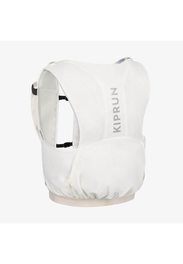 KIPRUN - Kamizelka do biegania w terenie unisex Kiprun 900 Race 5 l na softflaski. Kolor: biały. Materiał: poliester, tkanina, poliamid, elastan, materiał. Sport: bieganie