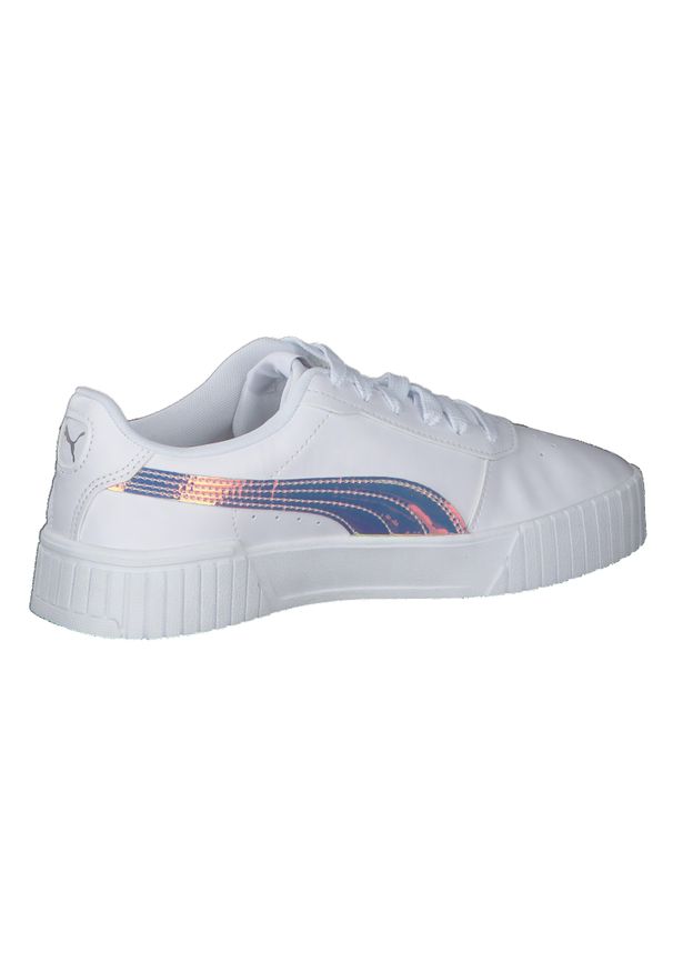 Puma - Młodzieżowe sneakersy Carina 2.0 Holo PUMA White Silver Gray. Okazja: na plażę. Kolor: szary, biały, wielokolorowy. Materiał: guma. Sezon: lato. Sport: turystyka piesza