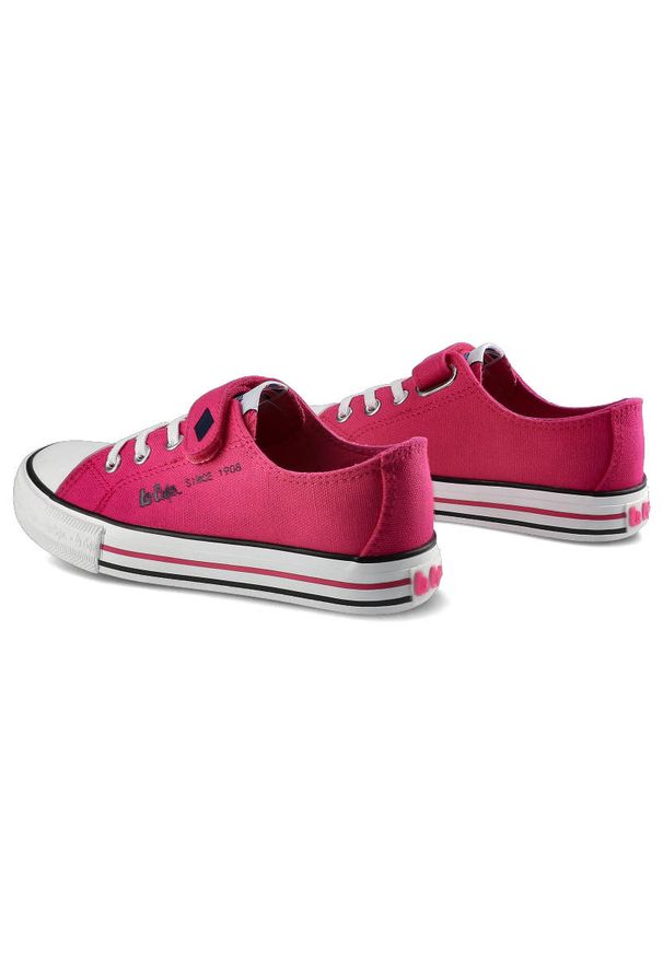 Różowe Trampki Dziecięce Lee Cooper Buty Na Rzepy. Okazja: na uczelnię. Zapięcie: rzepy. Kolor: różowy. Materiał: materiał, guma. Szerokość cholewki: normalna. Wzór: kolorowy