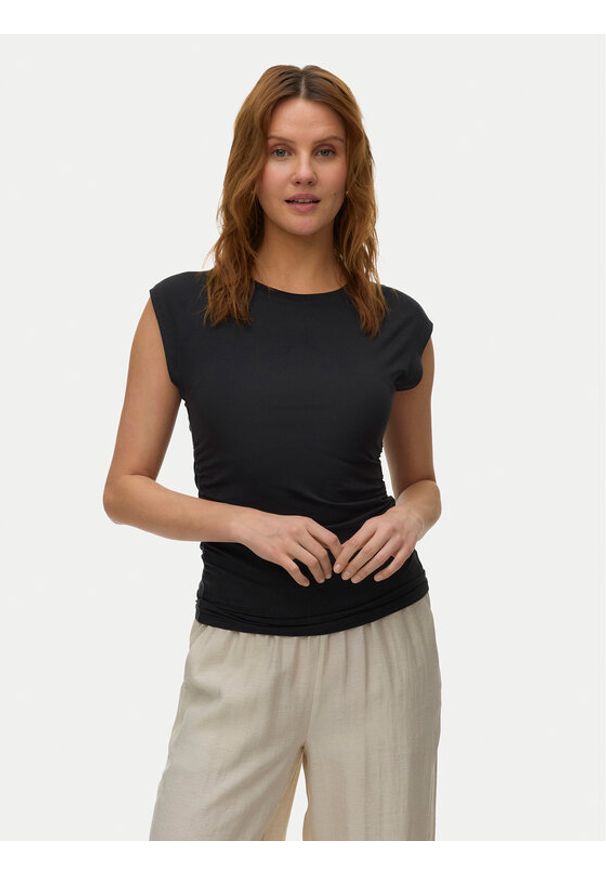 Vero Moda T-Shirt Avasarah 10342876 Czarny Slim Fit. Kolor: czarny. Materiał: lyocell