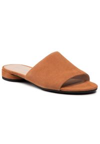 ecco - ECCO Klapki W Flat Sandal II 20840305021 Brązowy. Kolor: brązowy. Materiał: zamsz, skóra #1