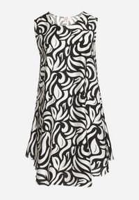 Born2be - Czarna Rozkloszowana Sukienka z Wiskozy o Trapezowym Kroju Bez Rękawów Folariela. Okazja: na co dzień. Kolor: czarny. Materiał: wiskoza. Długość rękawa: bez rękawów. Typ sukienki: trapezowe. Styl: elegancki, casual, klasyczny #2