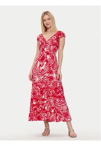 Iconique Sukienka letnia Shirley IC24-116 Czerwony Regular Fit. Kolor: czerwony. Materiał: syntetyk. Sezon: lato