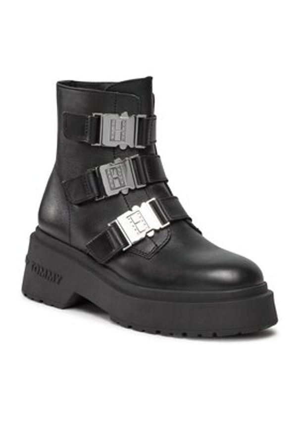 Tommy Jeans Botki Tjw Chunky Boot Hardware EN0EN02443 Czarny. Kolor: czarny. Materiał: skóra
