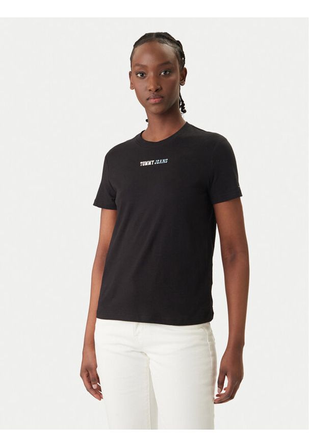 Tommy Jeans T-Shirt DW0DW22277 Czarny Regular Fit. Kolor: czarny. Materiał: bawełna