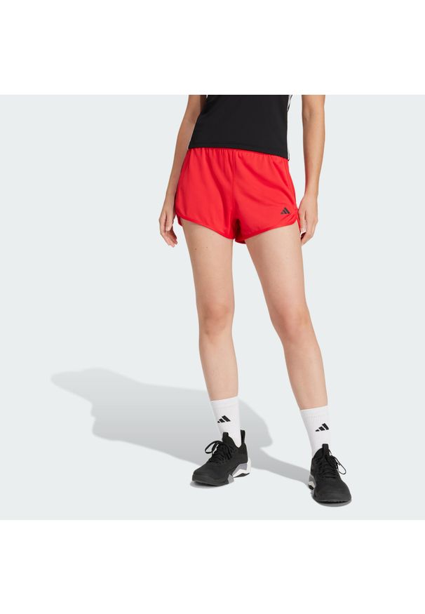 Adidas - Szorty Pacer Essentials Knit High-Rise. Kolor: wielokolorowy, czarny, czerwony. Materiał: materiał. Sport: fitness