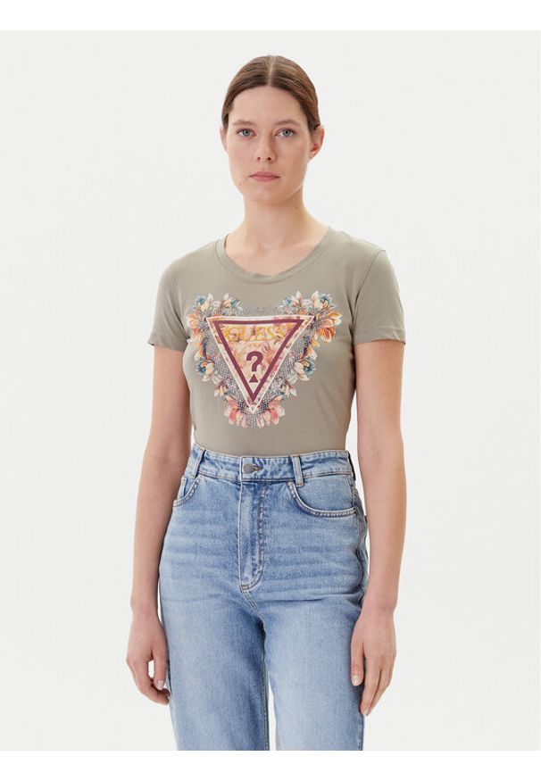 Guess T-Shirt W5YI08 J1314 Zielony Regular Fit. Kolor: zielony. Materiał: bawełna