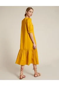 Luisa Spagnoli - LUISA SPAGNOLI - Bawełniana sukienka Pianeta. Kolor: żółty. Materiał: bawełna. Długość: midi #2