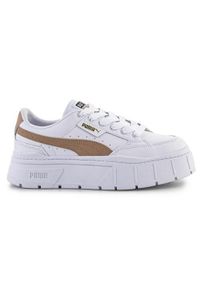 Buty do chodzenia damskie Puma mayze stack. Zapięcie: sznurówki. Kolor: biały, wielokolorowy, brązowy. Materiał: guma, skóra, tkanina, materiał, syntetyk. Szerokość cholewki: normalna. Sport: turystyka piesza