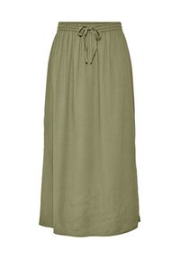 Pieces Spódnica midi Pia 17151888 Zielony Regular Fit. Kolor: zielony. Materiał: wiskoza, len #6