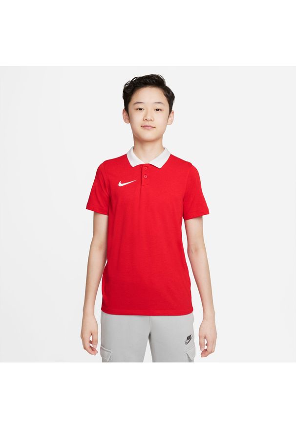 Koszulka treningowa męska Nike Drifit Park. Typ kołnierza: polo. Kolor: czerwony, wielokolorowy. Sport: piłka nożna