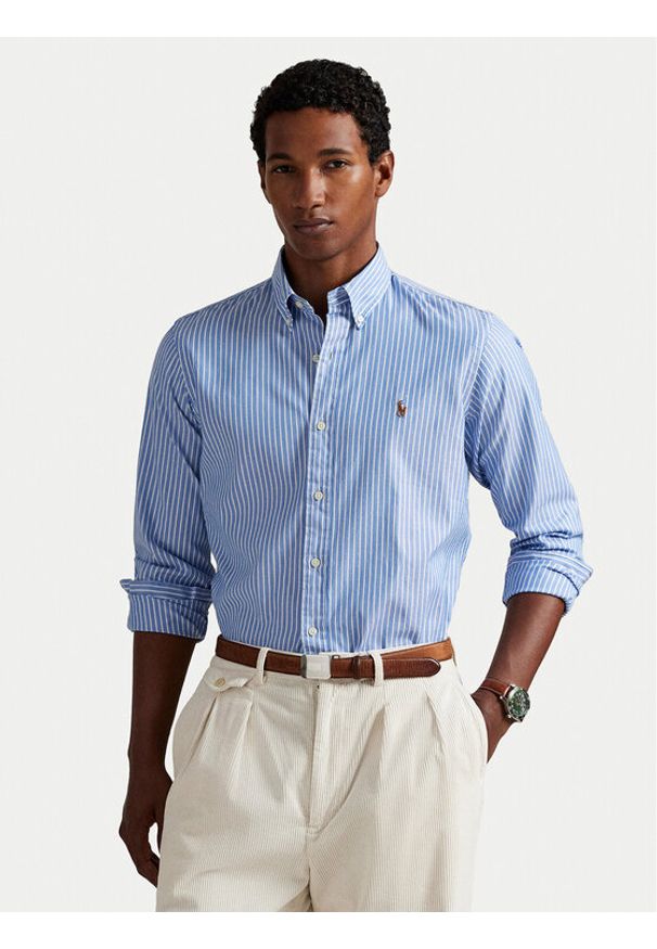 Polo Ralph Lauren Koszula 710886462004 Niebieski Custom Fit. Typ kołnierza: polo. Kolor: niebieski. Materiał: bawełna