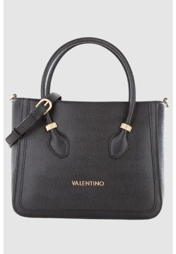 Valentino by Mario Valentino - VALENTINO Czarna torebka Montmartr Shopping. Kolor: czarny. Wzór: paski