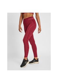 Legginsy bezszwowe damskie Hummel Christel. Kolor: czerwony. Materiał: materiał, dzianina, prążkowany. Wzór: jodełka. Sport: fitness