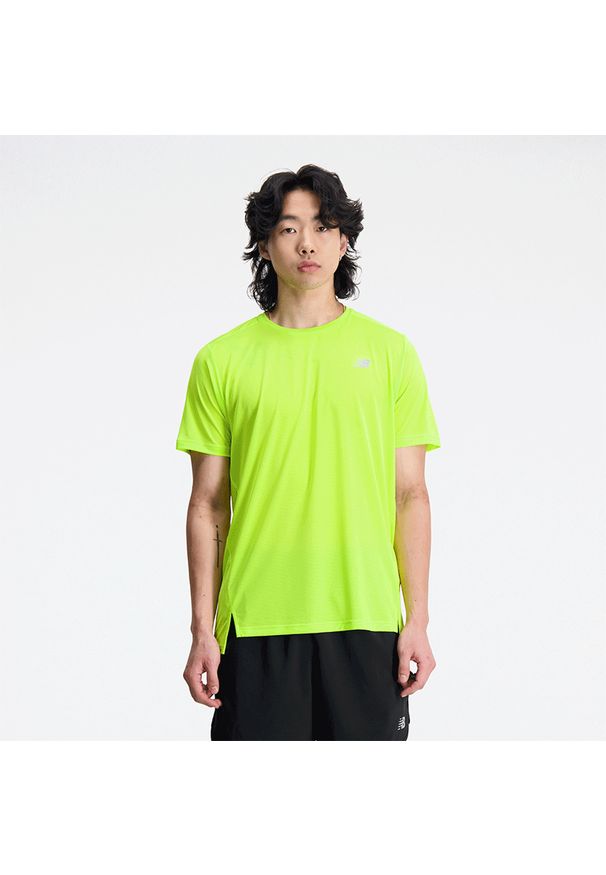 Koszulka męska New Balance MT23222THW – zielona. Kolor: zielony. Materiał: poliester, materiał. Sport: fitness