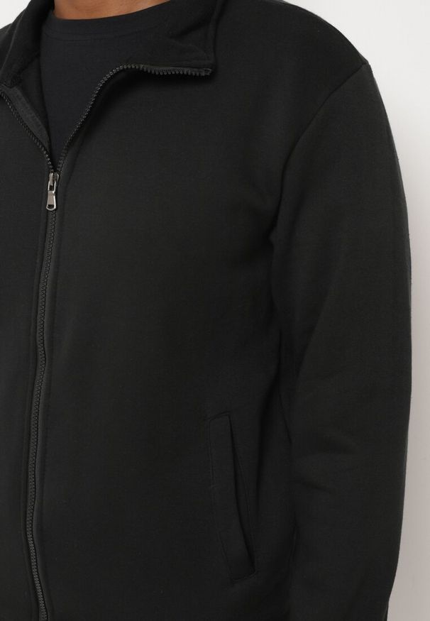 Born2be - Czarna Bluza Rozpinana z Bawełną i Ściągaczami Besilena. Okazja: na co dzień. Kolor: czarny. Materiał: bawełna. Styl: elegancki, casual